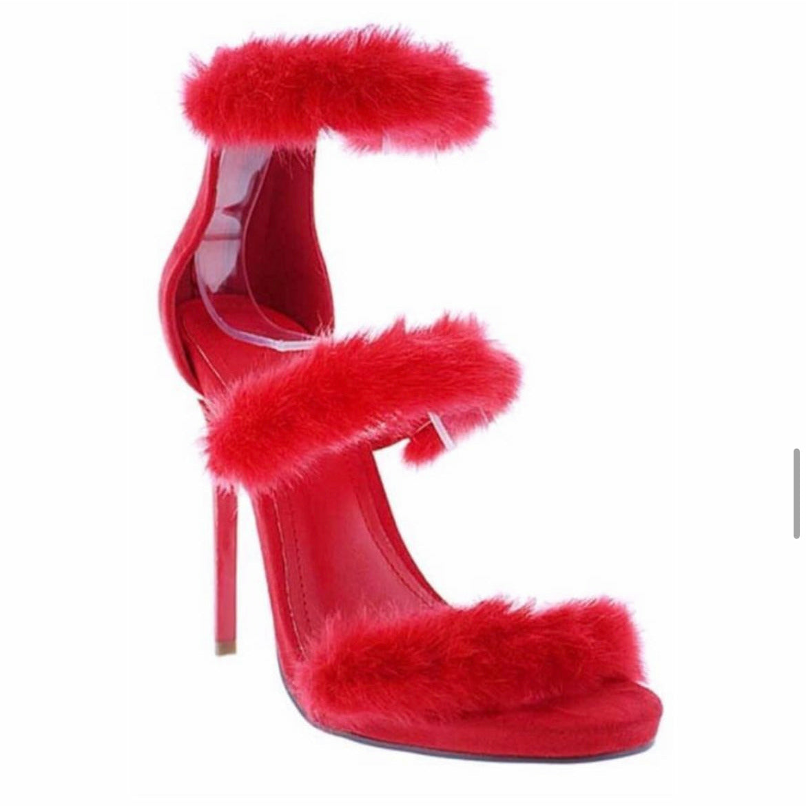 RED FUR STILETTO WAS $99.99 NOW $29.99