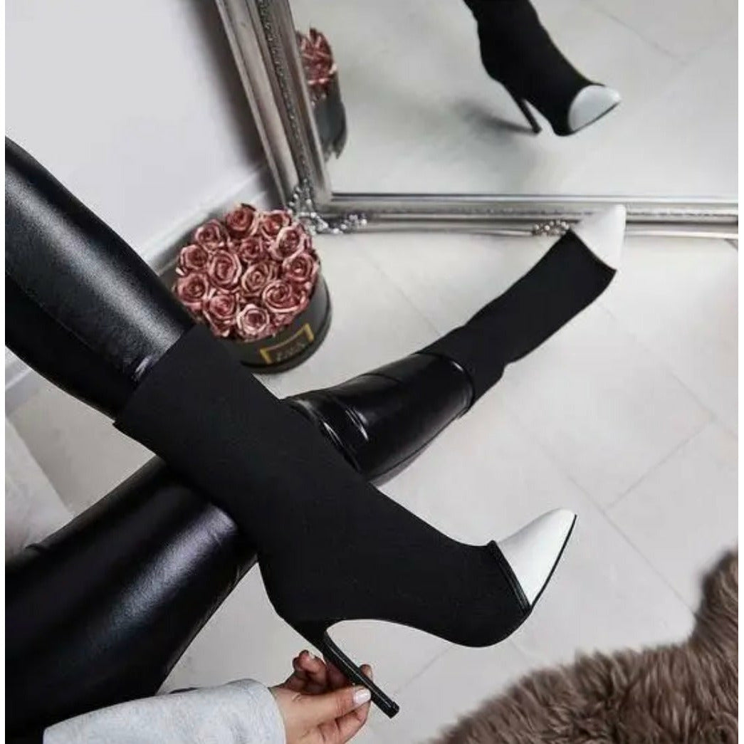 TIP TOE COLOR BLOCK BOOTS