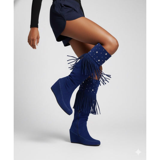 BLUE FRINGE WEDGE WAS $69.99 NOW $29.99