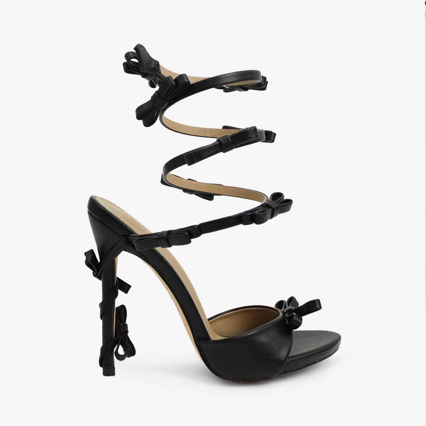 SPIRAL BOW-STRAP STILETTO HEELS